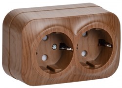IEK GLORY РСш22-3-ХД Розет. 2-ая с з/к и з/ш о/у 16А GLORY дуб ERH24-K24-16