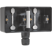 Niko Hydro Черный Рамка на 2 поста, гориз, 1 вход M20, с каб/вводом 761-84851