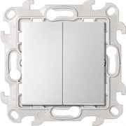 Simon 24 Алюминий Двухклавишный переключатель (проходной) 10AX 250В~ S24 2410397-033