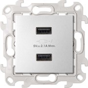 Simon 24 Алюминий Зарядное устройство 2хUSB 5В 2.4A 230В~ 2411096-033