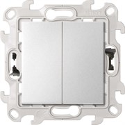 Simon 24 Алюминий Двухклавишный выключатель 10AX 250В~ с системой Push&Go 2420398-033