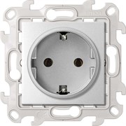 Simon 24 Алюминий Розетка с заземлением Schuko 2Р+Е 16A 250В~ с системой Push&Go 2420434-033