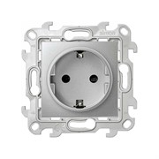 Simon 24 Алюминий Розетка с заземлением Schuko 2Р+Е 16A 250В~ 2450434-033