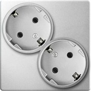 Simon 24 Алюминий Розетка двойная с заземлением Schuko 2х2Р+Е 16A 250В~ 2450459-033