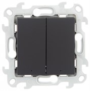 Simon 24 Графит Двухклавишный выключатель с подсветкой 2450392-038