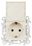 Simon 24 Слоновая кость Розетка 2К+3 IP44 с крышкой и защитными шторками Push&Go 2420448-031