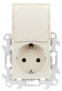 Simon 24 Слоновая кость Розетка 2К+3 Sсhuko IP44 c крышкой и защитными шторками 2450448-031