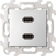 Simon 24 Алюминий Розетка 2xUSB 2.0 для передачи данных 2411090-033