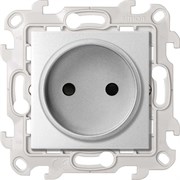 Simon 24 Алюминий Розетка без заземления со шторками 2Р 16A 250В~ 2450441-033