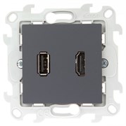 Simon 24 Графит Коннектор HDMI+USB 2.0 2411095-038