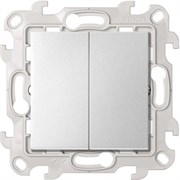 Simon 24 Алюминий Двухклавишный кнопочный выключатель 10A 250В 2410151-033