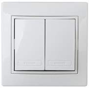 Intro Переключатель Plano 1-107-01 двухклавишный, 10А-250В, IP20, СУ, белый Б0053802