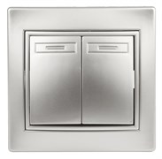 Intro Переключатель Plano 1-107-03 двухклавишный, 10А-250В, IP20, СУ, алюминий Б0053806