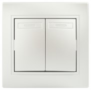 Intro Переключатель Plano 1-107-06 двухклавишный, 10А-250В, IP20, СУ, перламутр Б0053811