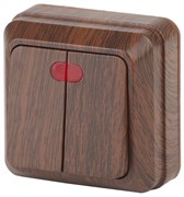 Intro Выключатель Quadro 2-105-10 двухклавишный с подсветкой, 10А-250В, IP20, ОУ, венге Б0053770