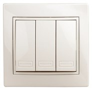 Intro Выключатель Plano 1-106-02 тройной, 10А-250В, IP20, СУ, слоновая кость Б0053789