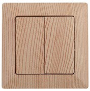 Intro 4-104-11 Выключатель двойной, 10А-250В, СУ, Solo, сосна (10/200/2000) Б0053592