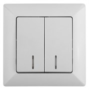 Intro Выключатель Solo 4-105-01 двухклавишный с подсветкой, 10А-250В, IP20, СУ, белый Б0053593