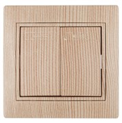 Intro Выключатель Plano 1-104-11 двухклавишный, 10А-250В, IP20, СУ, Plano, сосна Б0053771