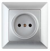 Intro Розетка Solo 4-201-03 без заземления 2P, 16А-250В, IP20, СУ, алюминий Б0053643