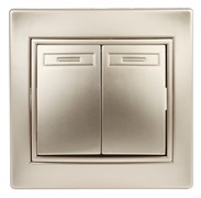 Intro Переключатель Plano 1-107-04 двухклавишный, 10А-250В, IP20, СУ, шампань Б0053808