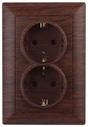 Intro Розетка Solo 4-205-10 с заземлением двойная 2X2P+E Schuko, 16А-250В, IP20, СУ, венге Б0053679
