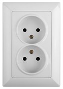 Intro Розетка Solo 4-204-01 без заземления двойная 2х2P, 16А-250В, IP20, СУ, белый Б0053666