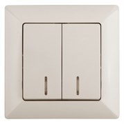 Intro Выключатель Solo 4-105-02 двухклавишный с подсветкой, 10А-250В, IP20, СУ, слоновая кость Б0053594