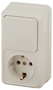 Intro Блок розетка с выключателем Quadro 2-705-02 вертикальный 10(16)А-250В, IP20, ОУ, слоновая кость Б0053884