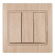 Intro 1-106-11Выключатель тройной, 10А-250В, IP20, СУ, Plano, сосна (10/200/2400) Б0053801