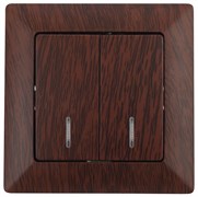 Intro Выключатель Solo 4-105-10 двухклавишный с подсветкой, 10А-250В, IP20, СУ, венге Б0053599