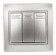 Intro Выключатель Plano 1-106-03 тройной, 10А-250В, IP20, СУ, алюминий Б0053791