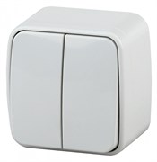 Intro 3-104-01 Выключатель двойной, 10А-250В, IP20, ОУ, Polo, Белый Б0036095