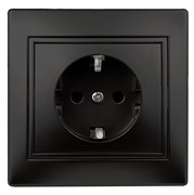 Intro Розетка Plano 1-206-05 с заземлением 2P+E Schuko со шторками, 16А-250В, IP20, СУ, антрацит Б0053928