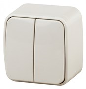 Intro 3-104-02 Выключатель двойной, 10А-250В, IP20, ОУ, Polo, сл.кость (18/360/4320) Б0036121