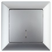 Intro Выключатель Solo 4-102-03 одноклавишный с подсветкой, 10А-250В, IP20, СУ, алюминий Б0053561