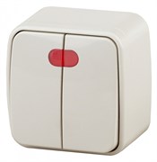 Intro 3-105-02 Выключатель двойной с подсветкой, 10А-250В, IP20, ОУ, Polo, сл.кость (18/360/4320) Б0036123