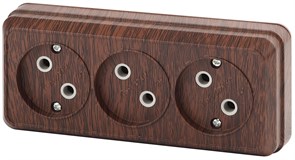 Intro Розетка Quadro 2-205-10 без заземления трехместная 3х2P, 16А-250В, IP20, ОУ, венге Б0053815