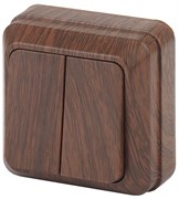 Intro Выключатель Quadro 2-104-10 двухклавишный 10А-250В, IP20, ОУ, венге Б0053761