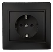 Intro Розетка Plano 1-202-05 с заземлением 2P+E Schuko, 16А-250В, IP20, СУ, антрацит Б0053881