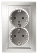Intro Розетка Plano 1-205-03 с заземлением двойная 2X2P+E Schuko, 16А-250В, IP20, СУ, алюминий Б0053917
