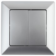 Intro Выключатель Solo 4-104-03 двухклавишный 10А-250В, IP20, СУ, алюминий Б0053587