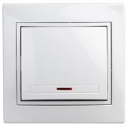 Intro Выключатель Plano 1-102-01 одноклавишный с подсветкой, 10А-250В, IP20, СУ, белый Б0053729