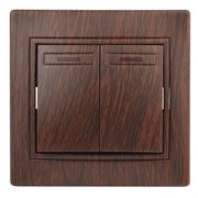 Intro Выключатель Plano 1-105-10 двухклавишный с подсветкой, 10А-250В, IP20, СУ, венге Б0053784