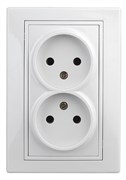Intro Розетка Plano 1-204-01 без заземления двойная 2х2P, 16А-250В, IP20, СУ, Plano, белый Б0053904