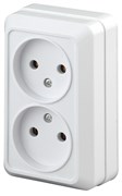 Intro Розетка Quadro 2-203-01 двойная без заземления 2х2P, 16А-250В, IP20, ОУ, Quadro, белый Б0053792