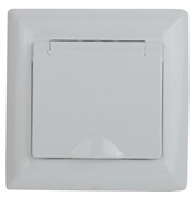 Intro Розетка Solo 4-203-01 с заземлением 2P+E Schuko с крышкой, 16А-250В, IP20, СУ, белый Б0053657