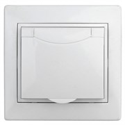 Intro 1Э-203-01 Розетка 2P+E Schuko с крышкой, 16А-250В, СУ, б.л., Plano, белый (10/100/1500) Б0038829