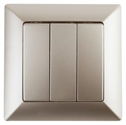 Intro Выключатель Solo 4-106-04 трехклавишный 10А-250В, IP20, СУ, шампань Б0053604