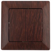 Intro 4-104-10 Выключатель двойной, 10А-250В, СУ, Solo, венге (10/200/2400) Б0053591